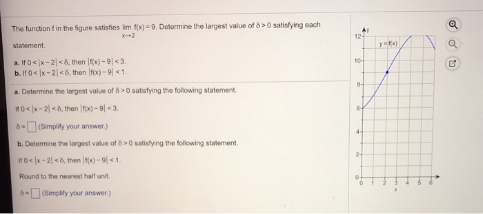 Solved 9. Determine the largest value of δ> 0 satisfying | Chegg.com