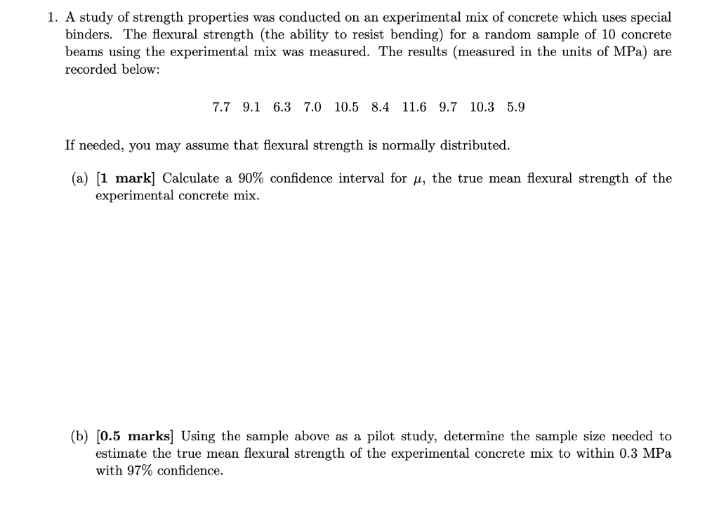 Solved A Study Of Strength Properties Was Conducted On An | Chegg.com