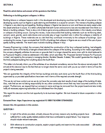 Solved SECTION A [40 Marks Read the article below and answer | Chegg.com