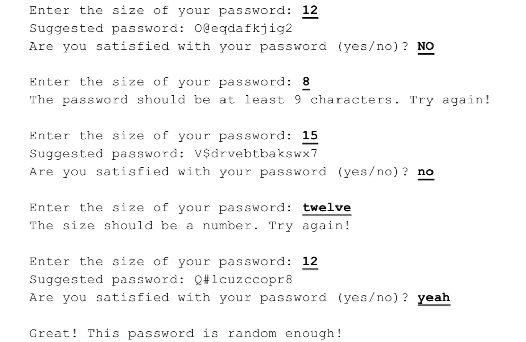 Solved . Write a program (passwords.py) that will generate | Chegg.com