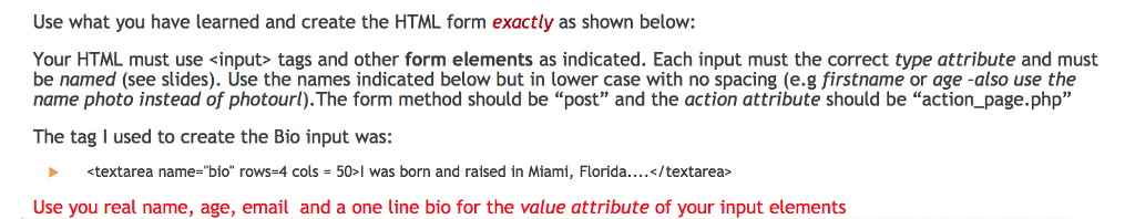 Solved Use what you have learned and create the HTML form | Chegg.com