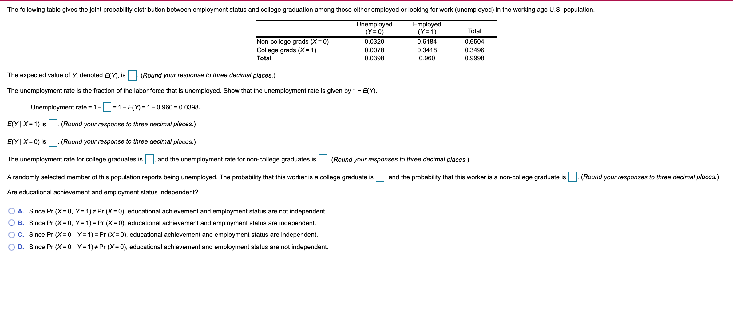 Solved The following table gives the joint probability | Chegg.com