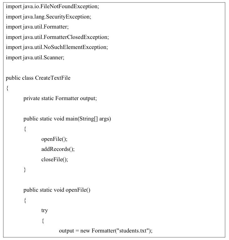 Task 1: Class CreateTextFile Uses A Formatter To | Chegg.com