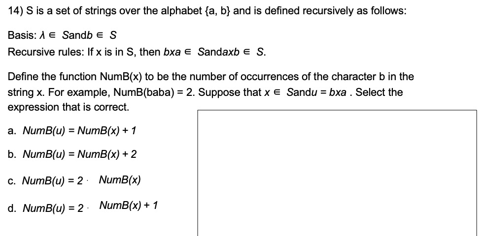 Solved 14) S Is A Set Of Strings Over The Alphabet (a, B) | Chegg.com