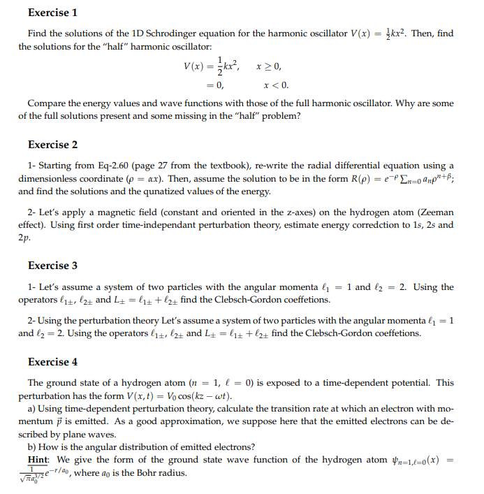 Solved Find the solutions of the 1D Schrodinger equation for | Chegg.com