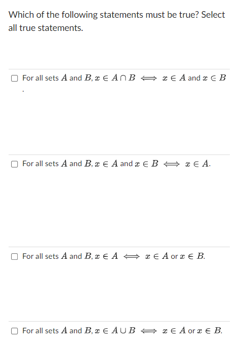 Solved Which Of The Following Statements Must Be True? | Chegg.com