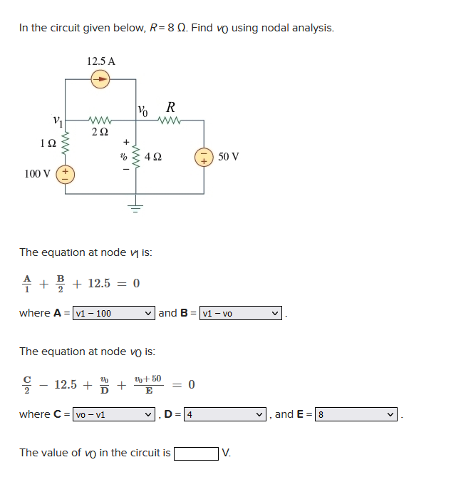 Solved In the circuit given below, R= 8 d. Find vo using | Chegg.com