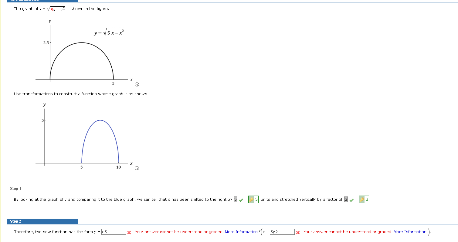 y = sqrt(x - 5)