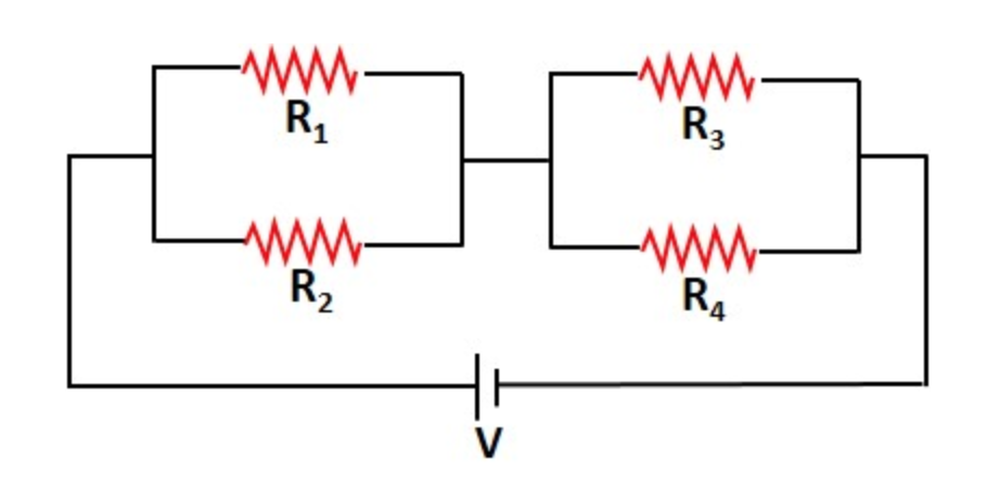 Solved Four resistors R 1 =4.00 Ω, R 2 =15.0 Ω, R 3 =10.0 Ω, | Chegg.com