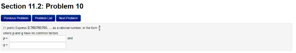 Solved Section 11.2: Problem 10 Previous Problem Problem | Chegg.com