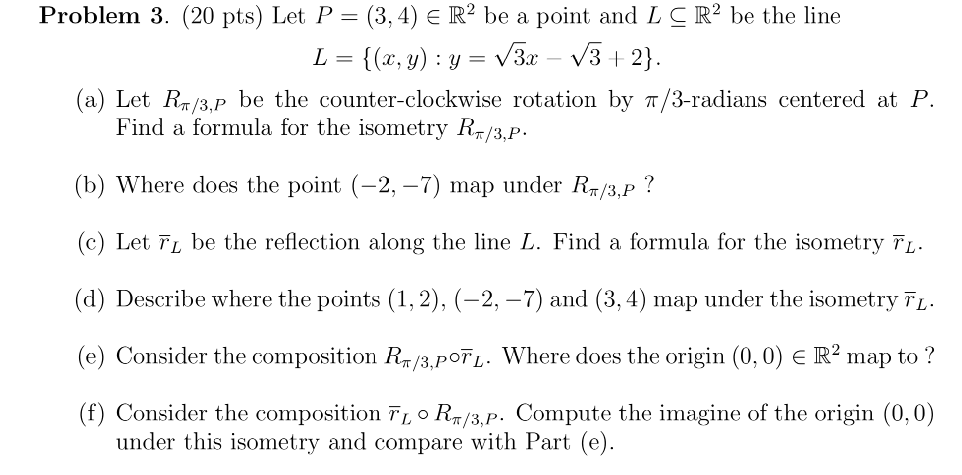 Problem 3 Pts Let P 3 4 Rbe A Point And L Chegg Com