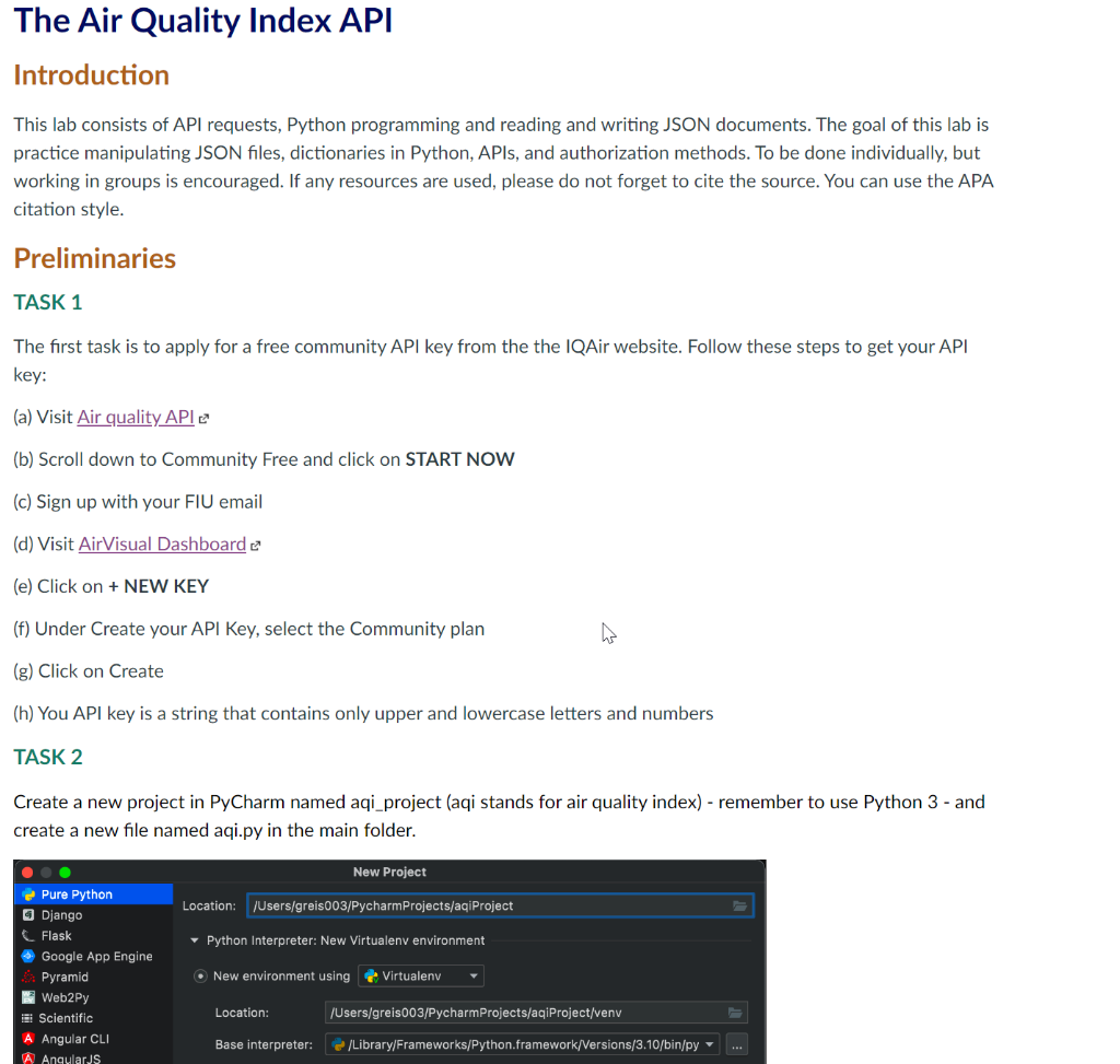 Solved The Air Quality Index API Introduction This lab | Chegg.com