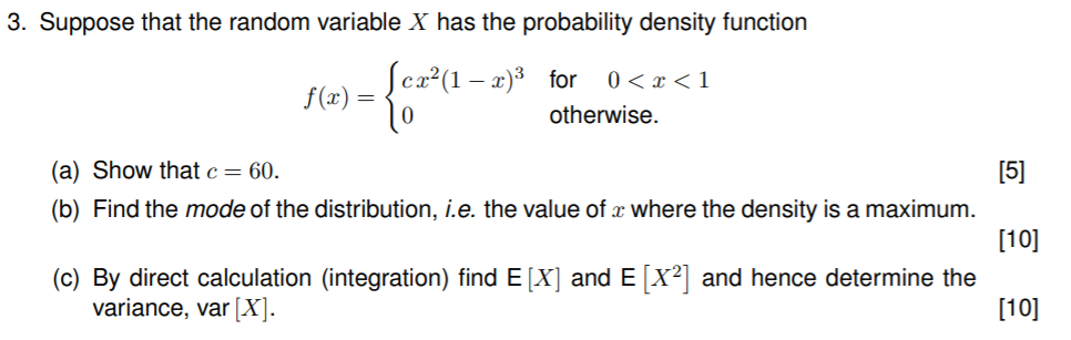 Solved 3. Suppose that the random variable X has the | Chegg.com
