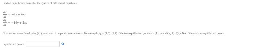 Solved Find all equilibrium points for the system of | Chegg.com