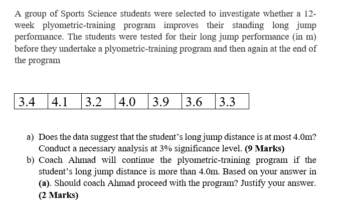 Solved A group of Sports Science students were selected to