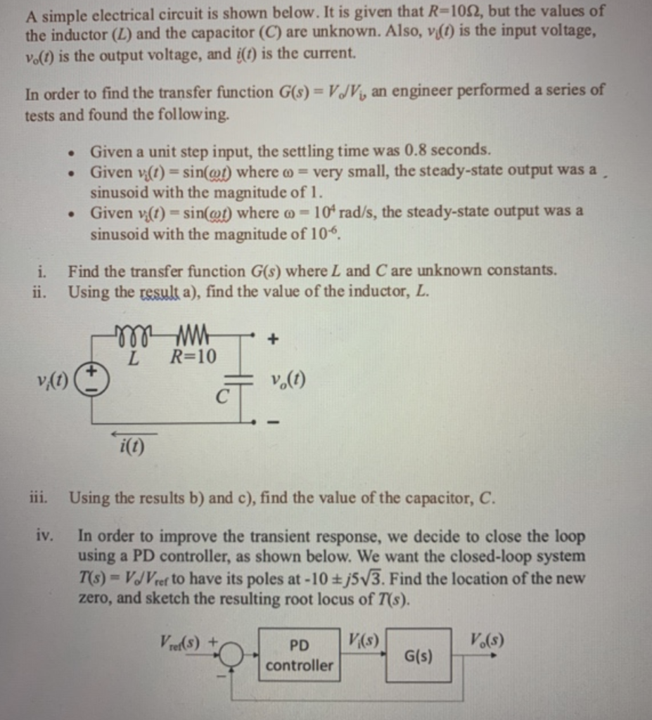 Solved A Simple Electrical Circuit Is Shown Below It Is Chegg Com