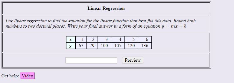 Solved Linear Regression Use linear regression to find the | Chegg.com