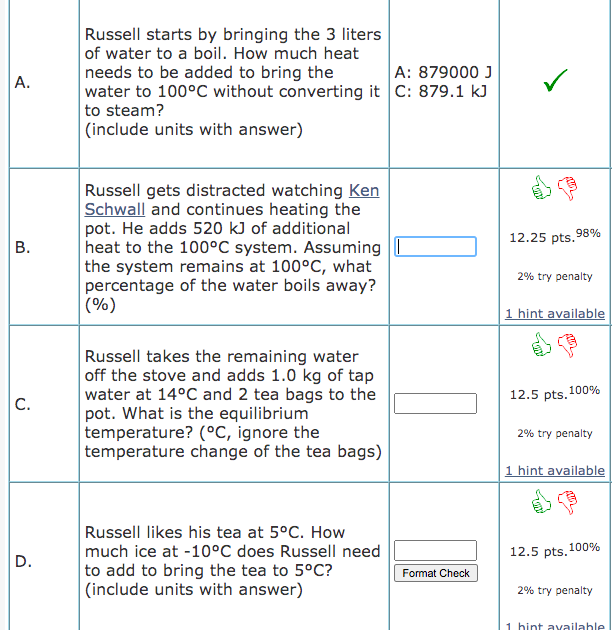 Solved A. Russell starts by bringing the 3 liters of water