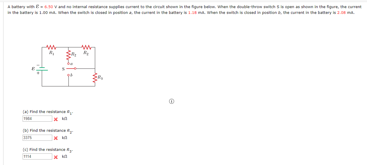Solved A battery with = 6.50 V and no internal resistance