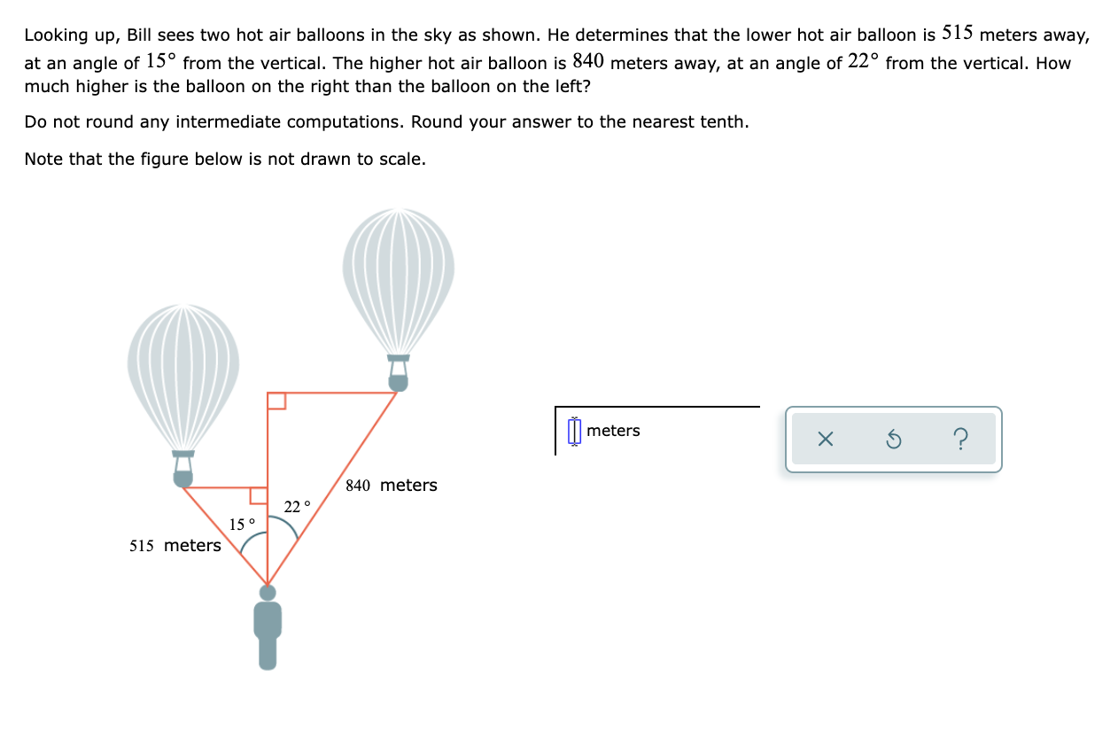 Solved Looking Up, Bill Sees Two Hot Air Balloons In The Sky | Chegg.com