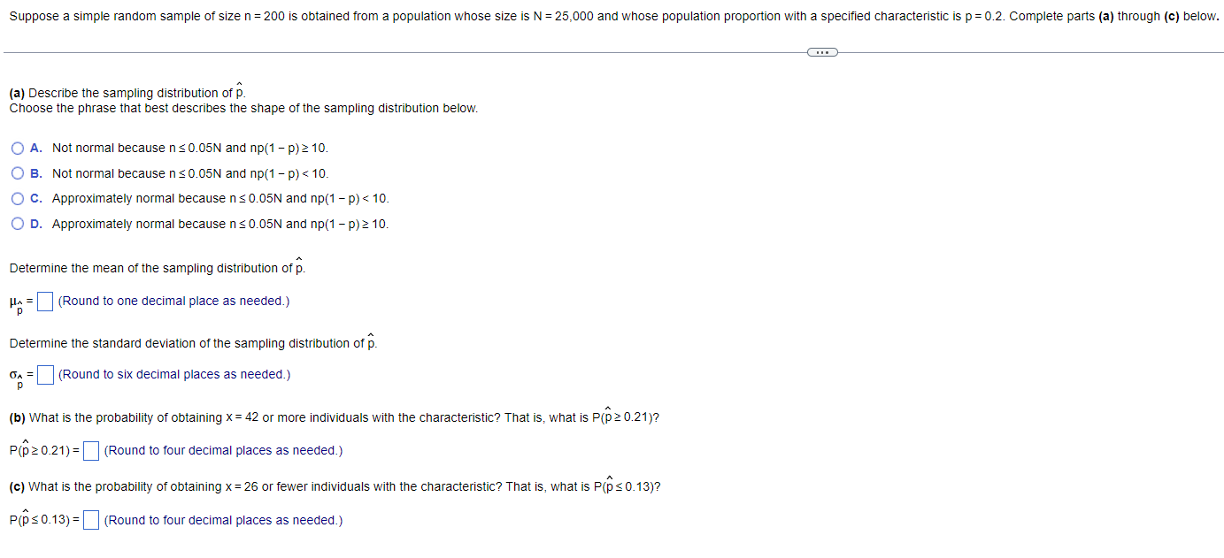 Solved Suppose a simple random sample of size n = 200 is | Chegg.com