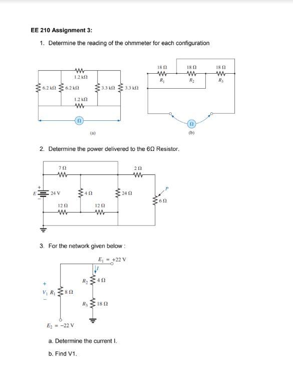 Solved 1. Determine the reading of the ohmmeter for each | Chegg.com