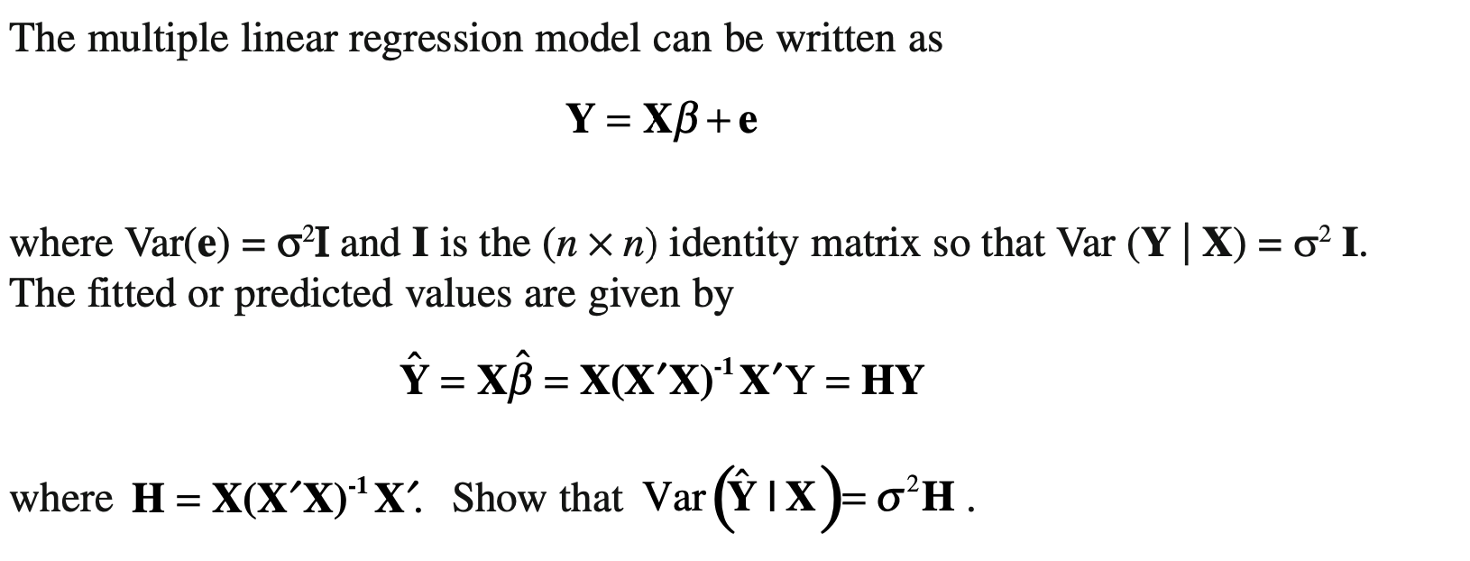Solved The multiple linear regression model can be written | Chegg.com