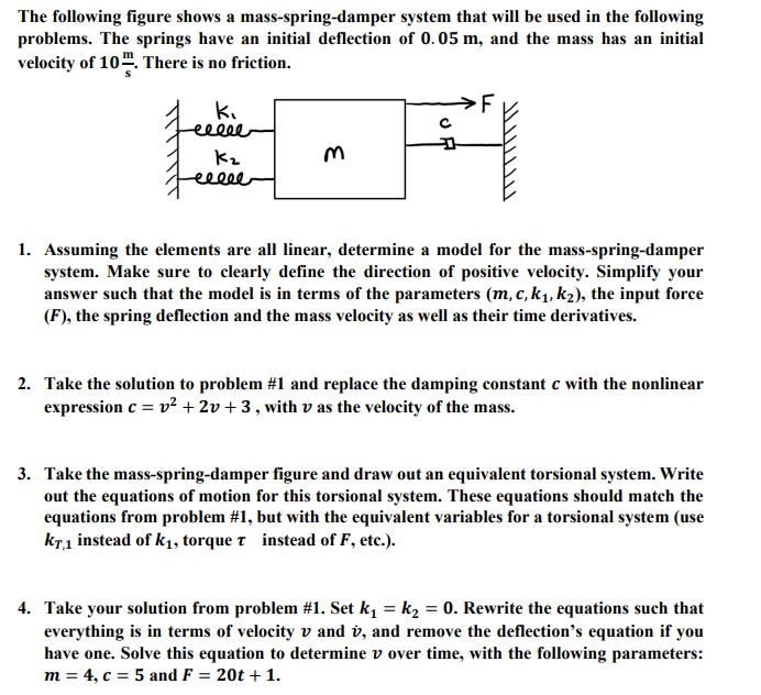 Solved The Following Figure Shows A Mass-spring-damper | Chegg.com