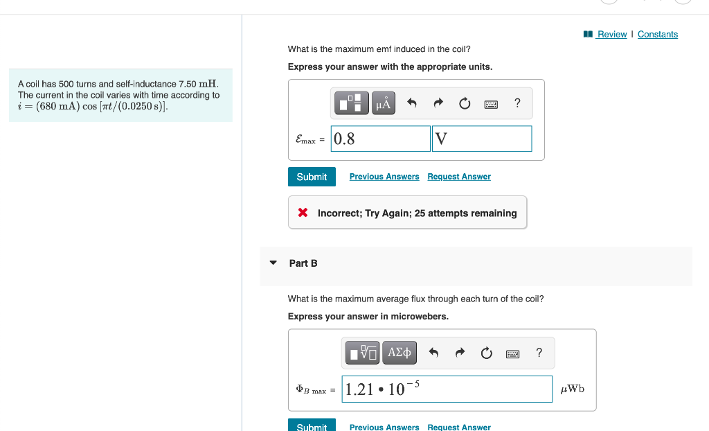 Solved Review Constants What is the maximum emf induced in