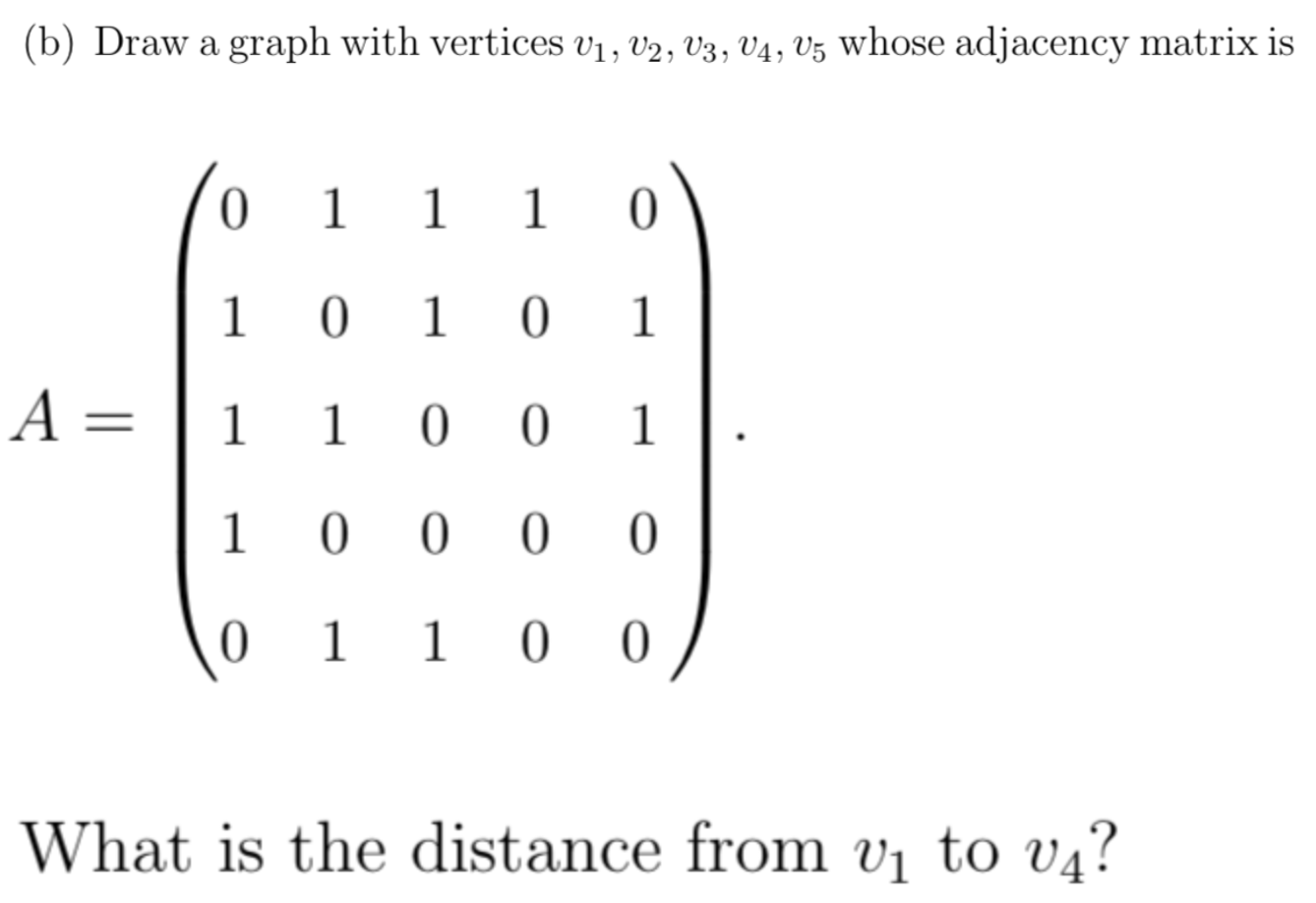 Solved Draw the graph and what is the distance from v1 to v4 | Chegg.com