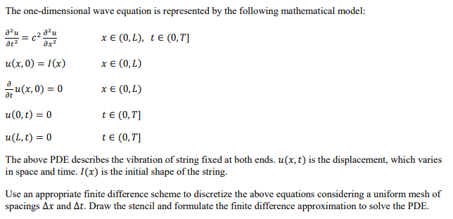 Solved The one-dimensional wave equation is represented by | Chegg.com