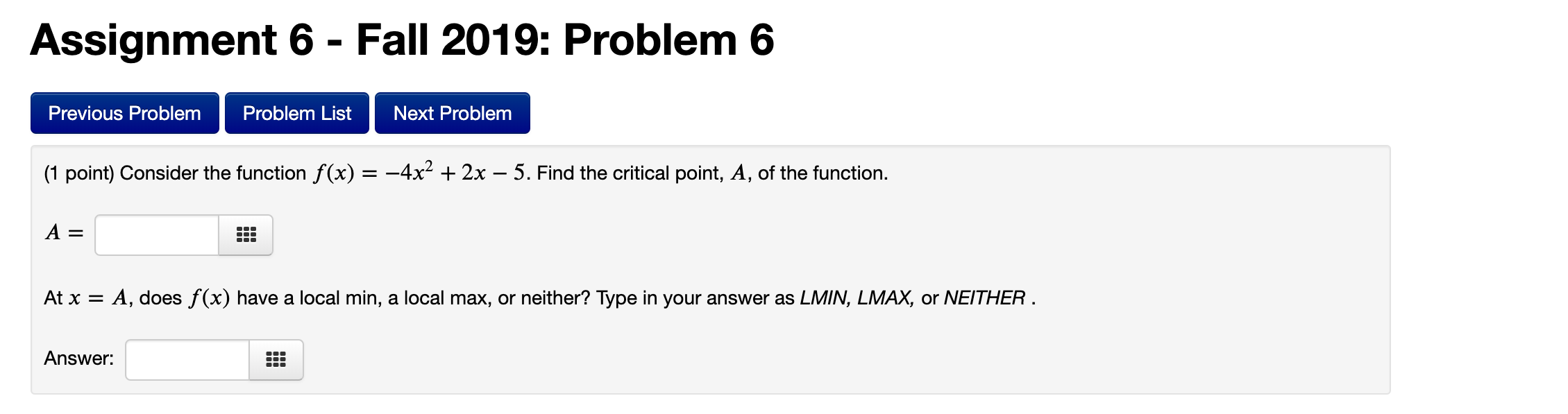 Solved Assignment 6 - Fall 2019: Problem 6 Previous Problem | Chegg.com