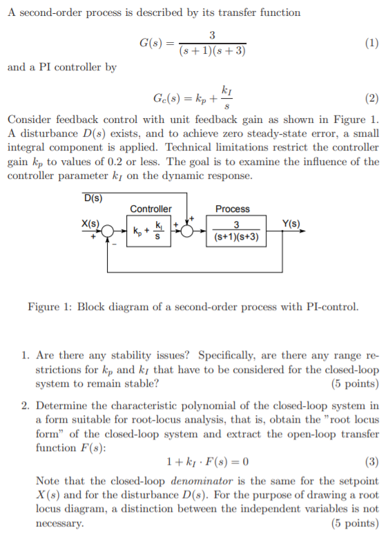 Solved A second-order process is described by its transfer | Chegg.com