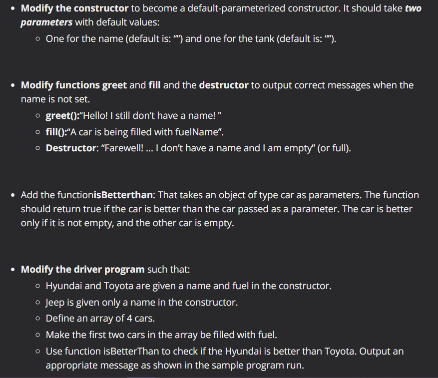 Solved Define a class “Car