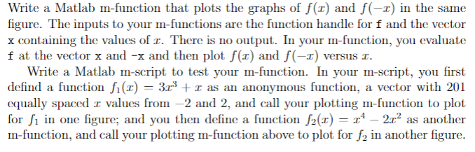 Solved Write a Matlab m-function that plots the graphs of | Chegg.com