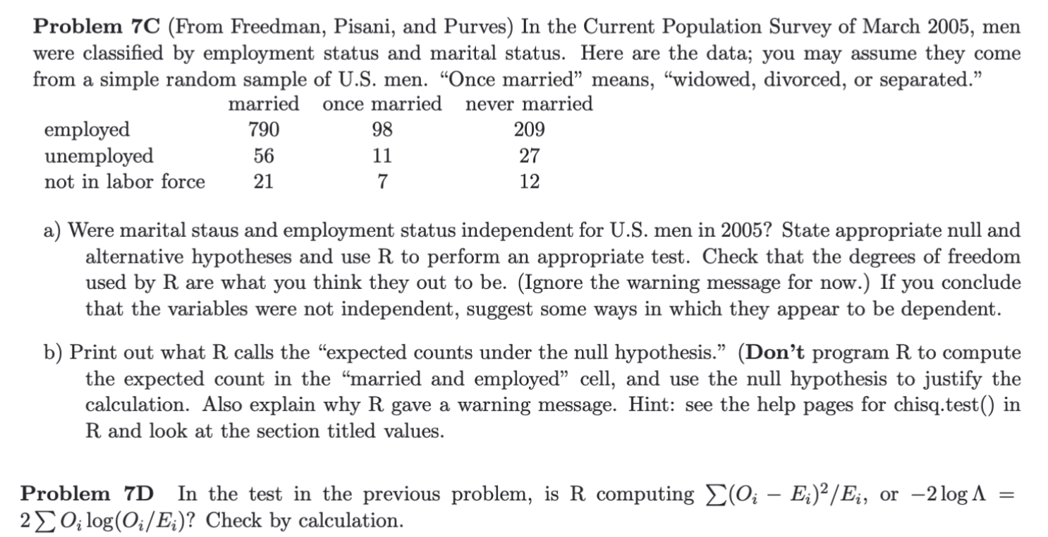 Solved Problem 7C (From Freedman, Pisani, and Purves) In the | Chegg.com