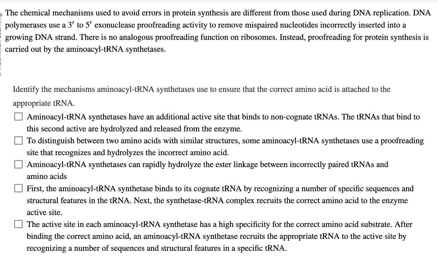 Solved The chemical mechanisms used to avoid errors in