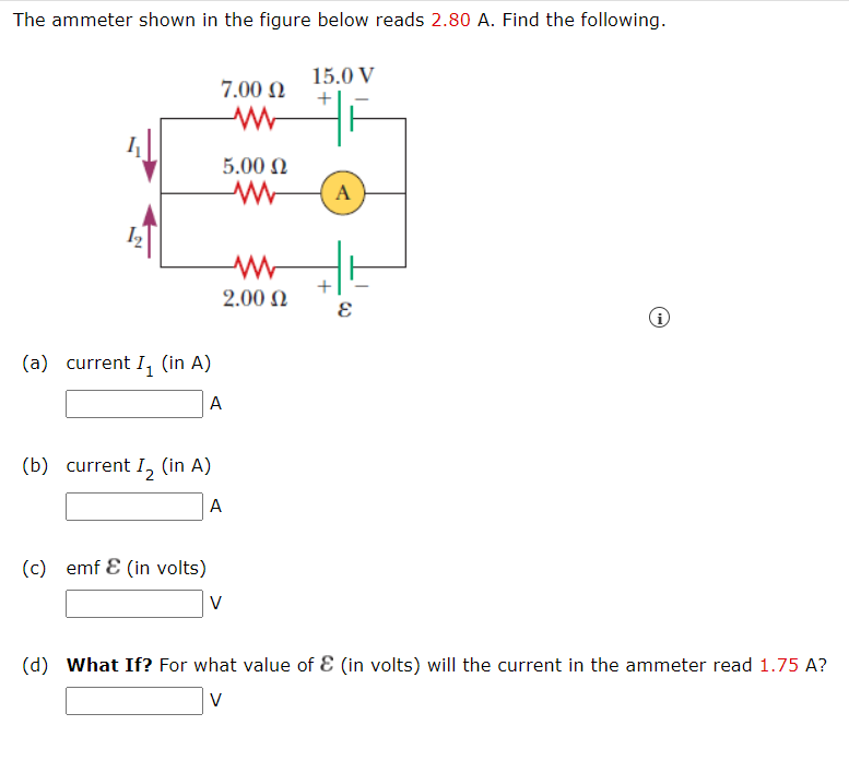 Solved The ammeter shown in the figure below reads 2.80 A.