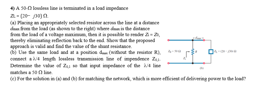 Solved 4) A 50-Ω lossless line is terminated in a load | Chegg.com