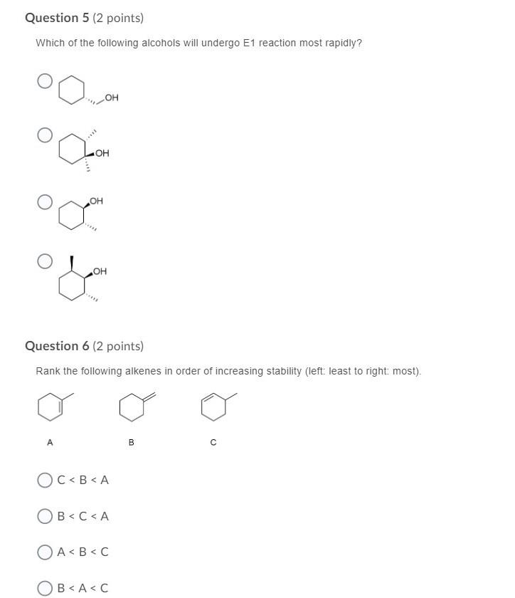 Solved Question 5 2 Points Which Of The Following Alcohols