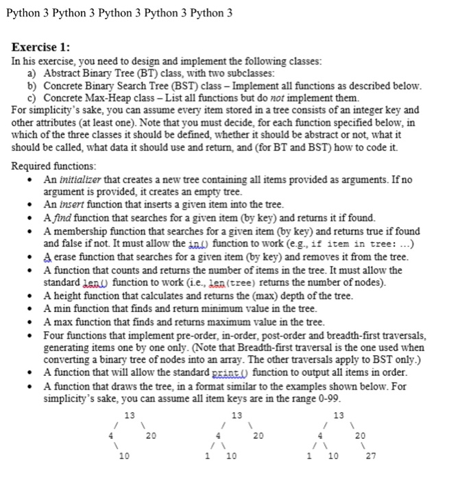 Python 3 Python 3 Python 3 Python 3 Python 3 Exercise | Chegg.com