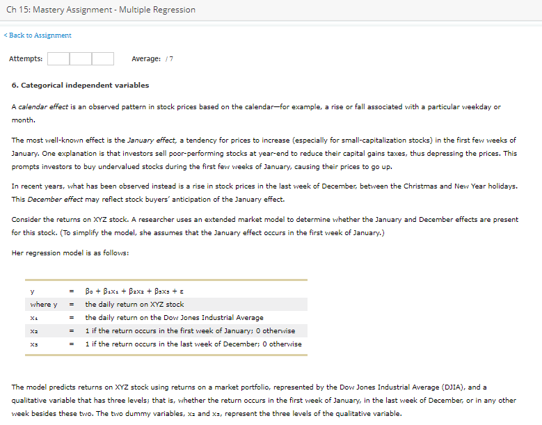 Ch 15: Mastery Assignment - Multiple Regression