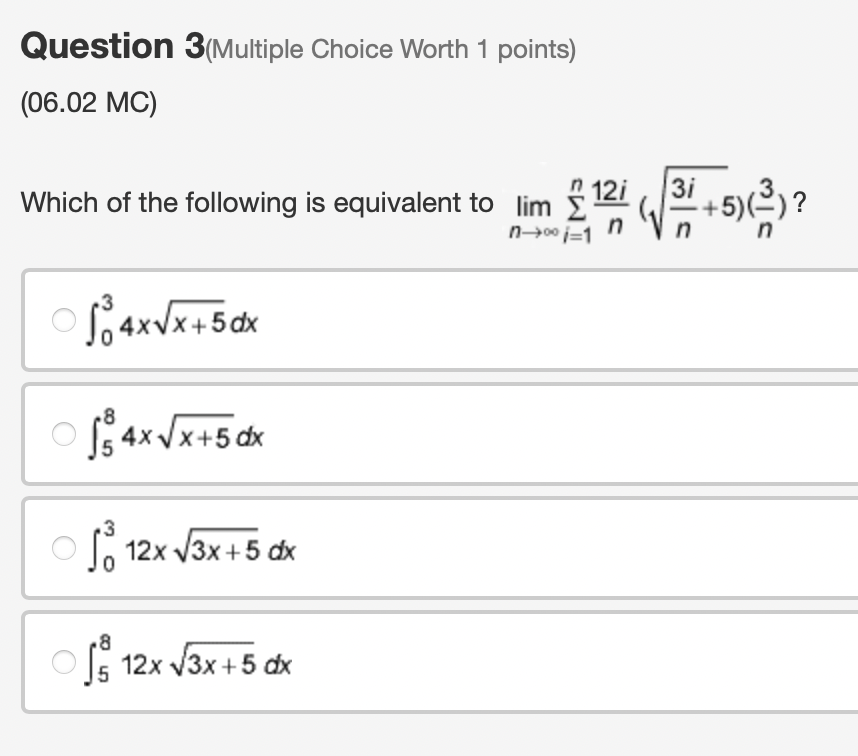 Solved Question 4(Multiple Choice Worth 1 points) (06.08 MC) | Chegg.com