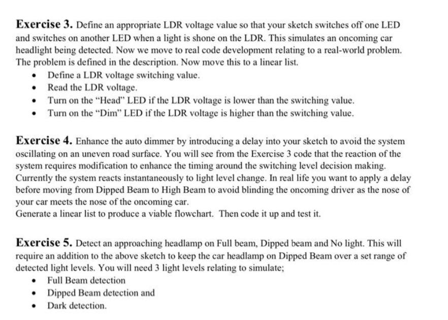 Solved Exercise 3. Define an appropriate LDR voltage value | Chegg.com