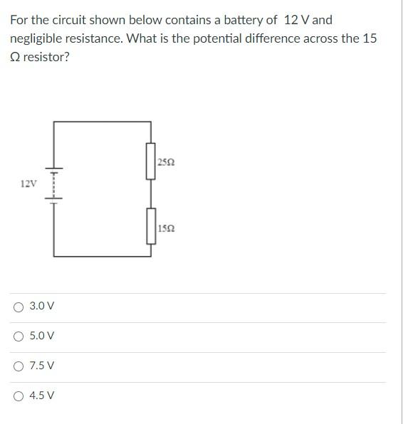 Solved For The Circuit Shown Below Contains A Battery Of 12 | Chegg.com