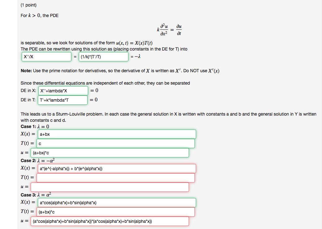 Solved 1 Point For K 0 The Pde Is Separable So We L Chegg Com