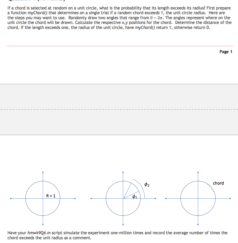 Length Of Random Chord On Unit Circle