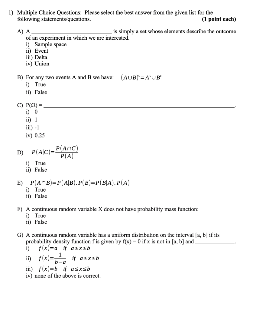 Solved 1) Multiple Choice Questions: Please select the best | Chegg.com