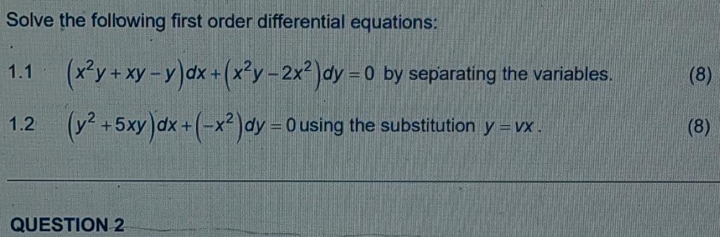 Solved Solve the following first order differential | Chegg.com
