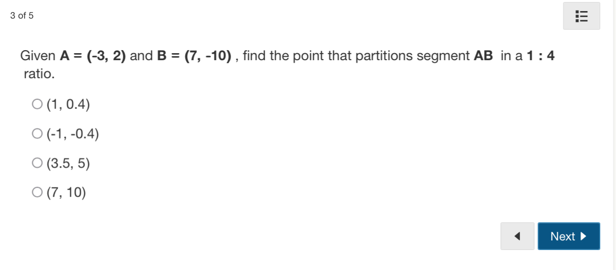 Solved Given A=(−3,2) And B=(7,−10), Find The Point That | Chegg.com